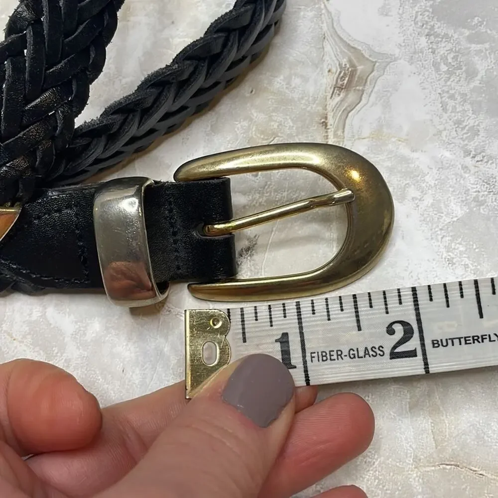 Vintage navy blue braided leather belt